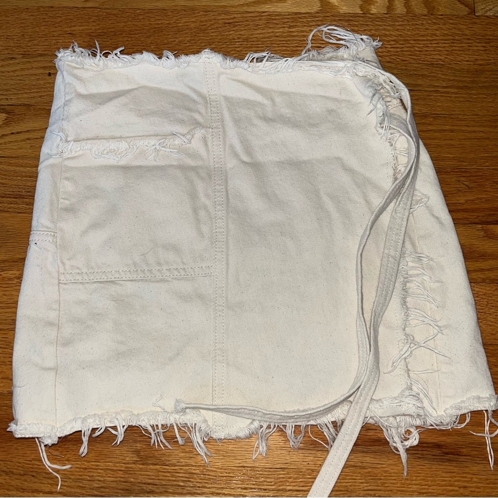 Frayed White Denim Mini Skirt